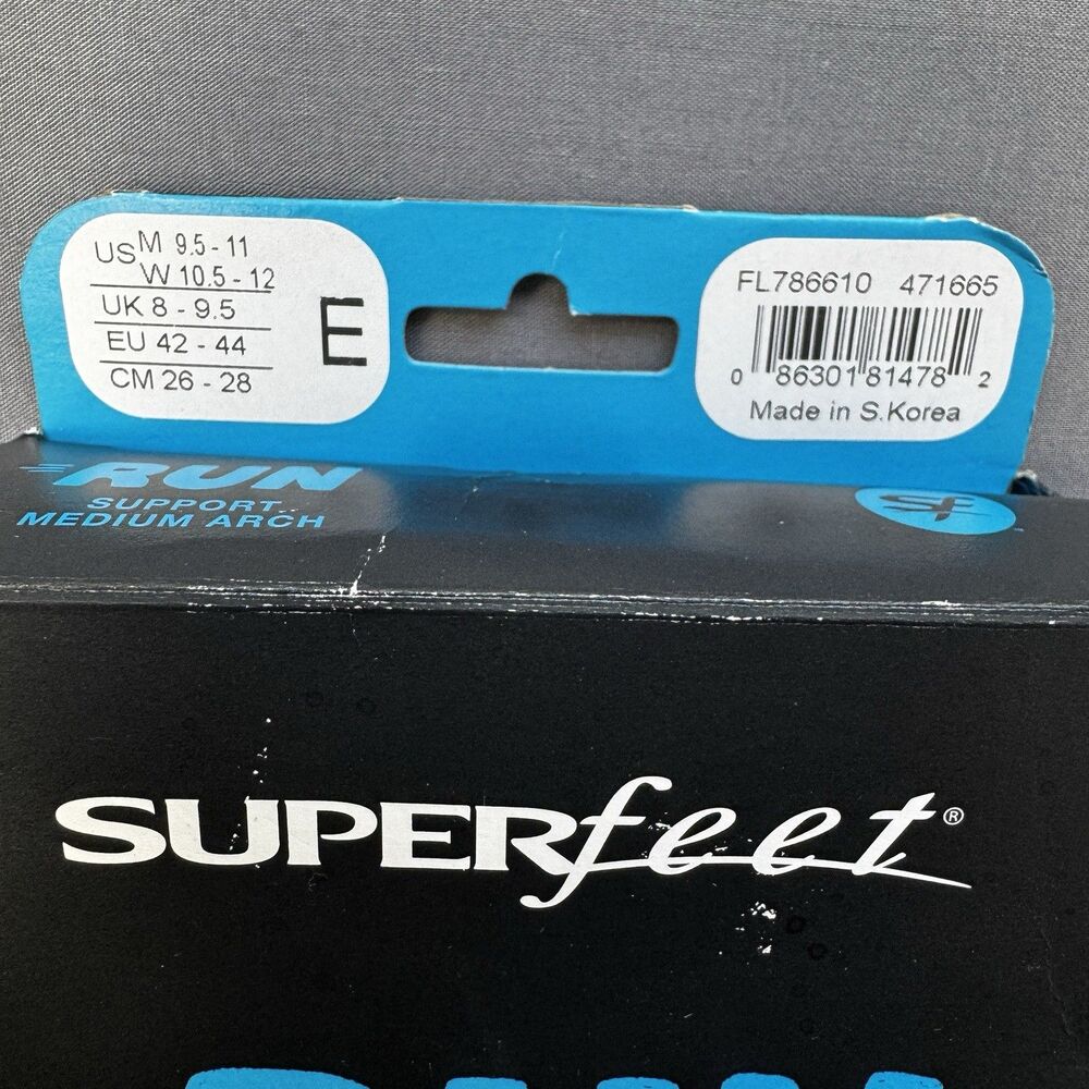 SUPERfeet Run Cushion Support Medium Arch Insoles-Mens 9.5-11 (size E) - Picture 3 of 10